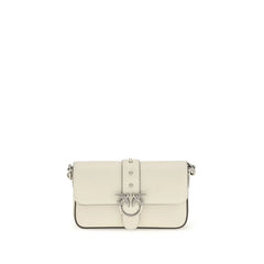 PINKO White Calf Leather Bos Taurus Shoulder Bag