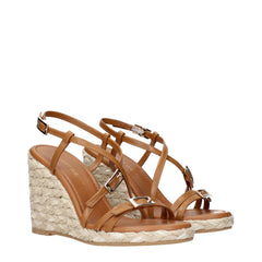 Stuart Weitzman Brown Leather Wedges Sandals