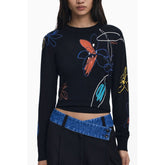 Pull Desigual noir en viscose pour femme