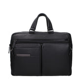 Piquadro Black Leather Business And Laptop Bags