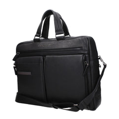 Piquadro Black Leather Business And Laptop Bags