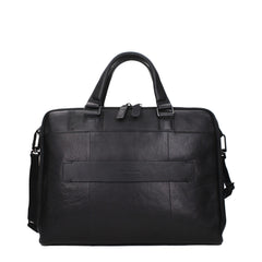 Piquadro Black Leather Business And Laptop Bags