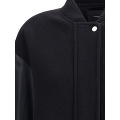 Manteau long PINKO en laine mélangée et satin technique