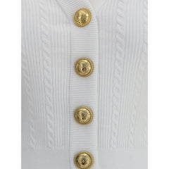 Balmain Strickjacke mit Rippen- und Zopfmuster