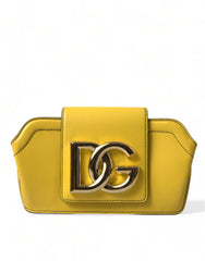 Pochette bandoulière Dolce & Gabbana en cuir lisse jaune avec logo DG