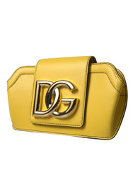 Pochette bandoulière Dolce & Gabbana en cuir lisse jaune avec logo DG