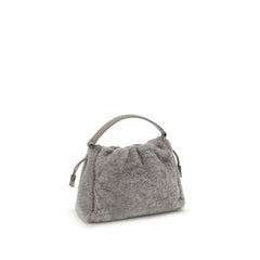 Petit sac à bandoulière Brunello Cucinelli Mellow en peau lainée