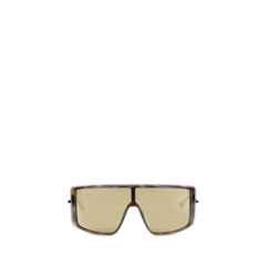 Alexander McQueen Havana T-Bar Visor Sonnenbrille
