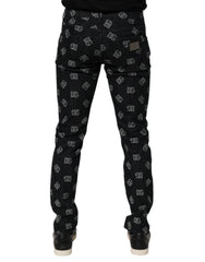Jean skinny en coton noir à monogramme DG Dolce & Gabbana