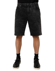 Bermuda homme Dolce & Gabbana en denim noir 100 % coton, taille mi-haute