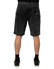 Bermuda homme Dolce & Gabbana en denim noir 100 % coton, taille mi-haute