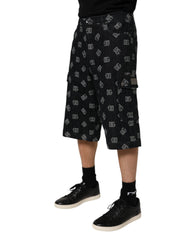 Bermuda cargo homme Dolce & Gabbana en denim monogrammé noir