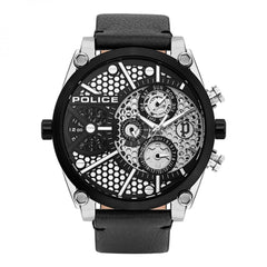Montre de police en cuir noir