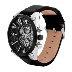 Montre de police en cuir noir