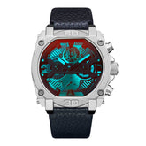 Polizeiblaue Lederuhr