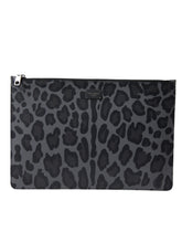 Dolce & Gabbana Dokumententasche mit mehrfarbigem Leoparden-Jacquard-Logo-Plakette