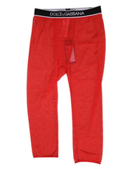 Sous-vêtements Dolce & Gabbana Pantalon moulant en dentelle à logo rouge