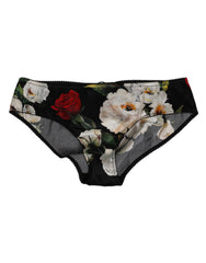Dolce & Gabbana Slip mit schwarzem Blumenmuster und mittelhohem Bund