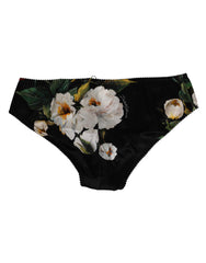 Dolce & Gabbana Slip mit schwarzem Blumenmuster und mittelhohem Bund