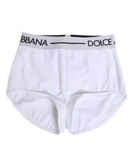 Short en nylon blanc Dolce & Gabbana avec logo et ceinture. Sous-vêtements