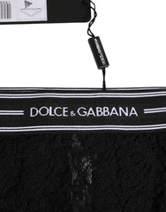 Dolce & Gabbana Schwarze Nylon-Spitzenunterwäsche mit hohem Bund