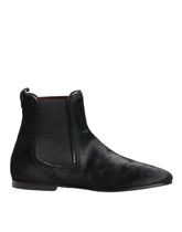 Dolce & Gabbana Herren-Chelsea-Stiefel aus schwarzem Leder und Fell