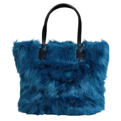 Sac bandoulière Dolce & Gabbana en fourrure bleue avec logo et double anse