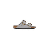 Pantoufles Birkenstock en cuir gris