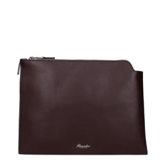 Pineider Brown Leather Clutch Bag