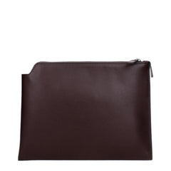 Pineider Brown Leather Clutch Bag