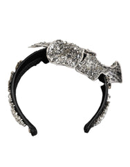 Dolce & Gabbana Schwarzes Haarband mit Blumen und Kristallen LIMONI Damen-Haarreif Diadem