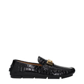 Versace Black Leather Slip-On Loafers