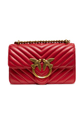 Sac bandoulière mini PINKO Love One en cuir rouge