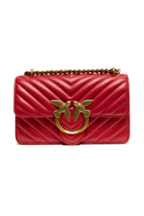 Sac bandoulière mini PINKO Love One en cuir rouge
