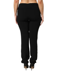 Pantalon Exte noir en mélange d'acétate de viscose, coupe droite et taille haute
