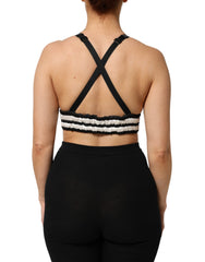 Dolce & Gabbana Bralette courte en satin rouge brodé de fleurs