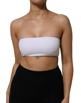 Dolce & Gabbana Weißes Bandeau-Top aus Nylonmischung, trägerlos