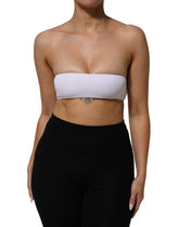 Dolce & Gabbana Weißes Bandeau-Top aus Nylonmischung, trägerlos