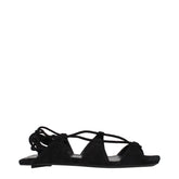 The Attico Black Leather Flat Sandals