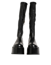 Dolce & Gabbana Black Logo Plaque Over The Calf Boots Shoes