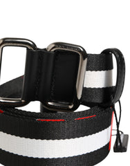 Dolce & Gabbana Gürtel mit schwarz-weißen Streifen und Logo-Metallschnalle