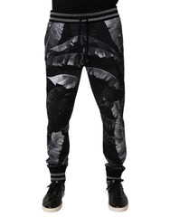 Pantalon de jogging en coton noir à motif feuille de bananier Dolce & Gabbana