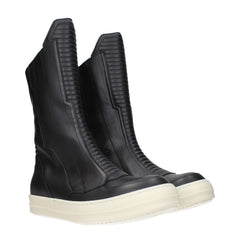 Rick Owens Black Leather Ankle Boots