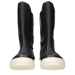 Rick Owens Black Leather Ankle Boots