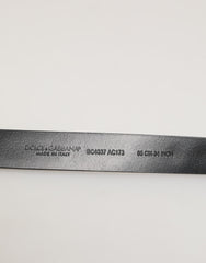 Ceinture Dolce & Gabbana en cuir noir clouté avec boucle argentée