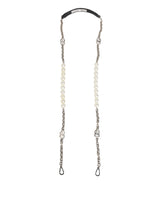 Dolce & Gabbana Black Leather Pearl Chain Bag Accessory Shoulder Strap