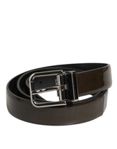 Ceinture Dolce & Gabbana en cuir marron brillant avec boucle métallique classique