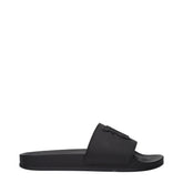 Palm Angels Black Cotton Slippers Sandals