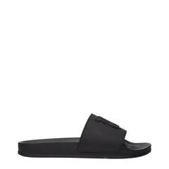 Palm Angels Black Cotton Slippers Sandals