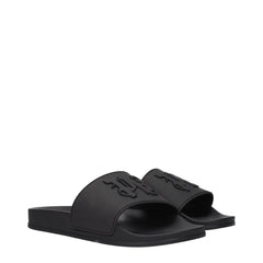 Palm Angels Black Cotton Slippers Sandals